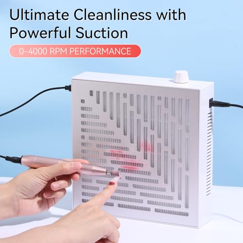 Image of Makartt Nail Dust Collector - Dust Collector Nail Tech Quite SYMPHONEE Dust Extractor Vacuum for Acrylic & Gel Nails Plug-in Ultra Thin Portable with Reusable Filter White