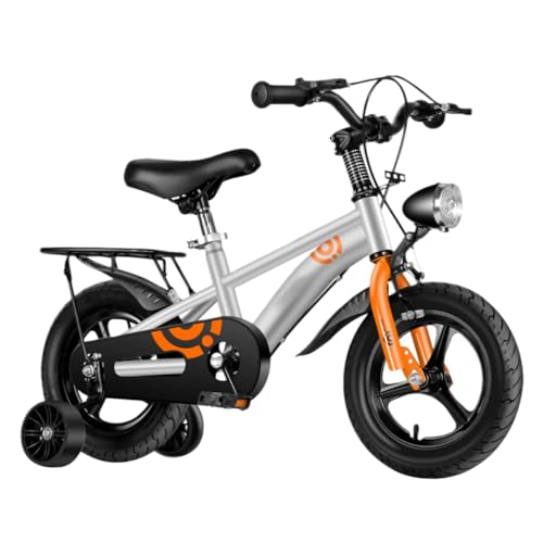 Lapakey子供用自転車 3?12歳 子ども自転車 12/14/16/18インチ 補助輪付き LEDライペダルとハンドブレーキ付き 高さ調節可能 高炭素鋼素材 安全で耐久性があり 男の子 女の子 キッズバイク 誕生日プレゼント (12インチ,シルバー:ワ