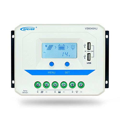 Epever Vs6048au Panneau solaire Régulateur contrôleur de charge 12/24 V/36 V/48 V Auto pour chargement de batterie solaire de travail en Fuhuihe (12 V/24 V/36 V/48 V, 6048 (60 A))