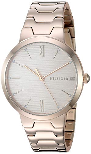 Tommy Hilfiger Women's Stainless Steel Quartz Watch with Carnation Gold Strap, 16