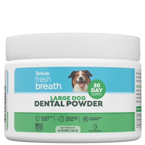 TropiClean Fresh Breath Dog Teeth Cleaning Dental Powder, Large Dogs
