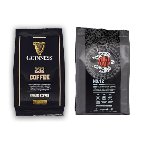 Guinness Coffee 232 Brew & Tiki Tonga #12 The All Rounder - Filter/Ground Coffee 227g - Roasted in UK - Ultimate Taster Pack (2 items)