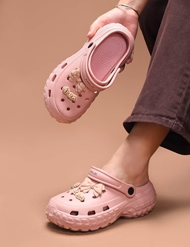 Image of HAUX Women's Classic Charms Clogs /Sandals with Adjustable Back Strap for Adult | Comfortable & Light Weight | Stylish & Anti-Skid | Everyday Use Clogs for Girls & Ladies
