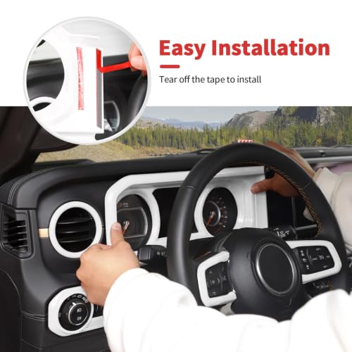 SQQP 21PCS Full Set Interior Trim Kit for 2024-2026+ Jeep Wrangler JL JLU & Jeep Gladiator JT, Dashboard Side Outlet Door Handle Bowl Headlight Switch Roof Reading Light Cover (White) by SQQP - Used condition - Image 5