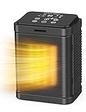 Space Heater, 1500W PTC Ceramic Space Heater with 4 Modes, 24H Timer, Thermostat, Safety Quiet Heating, Multiple Protection, Portable Electric Space Heater for Office Home Desk Indoor Use