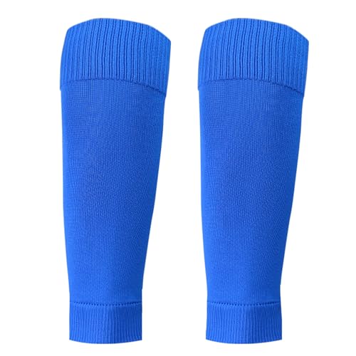 RiToEasysports Soccer Shin Guard Socks, Elastic Football Calf Sleeves with Breathable Polyester Spandex Fabric for Sports Training Men Women Blue