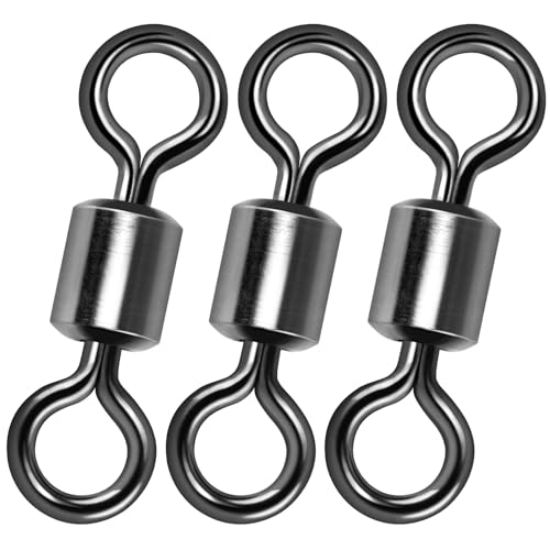 Alwonder 100-Pack Fishing Barrel Swivels - Tackle Rolling Swivel for Freshwater Saltwater Stainless Steel Heavy Duty Terminal Tackle Lures Leaders Line Connectors Size 5