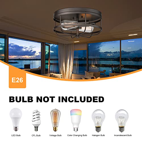 Rosient Light Fixtures Ceiling Mount, 12 Inch Semi Flush Mount Ceiling Light, Outdoor Exterior Indoor Close To Ceiling Light In Oil Rubbed Bronze Finish For Farmhouse Porch Hallway, Ros91 Orb #TOP2