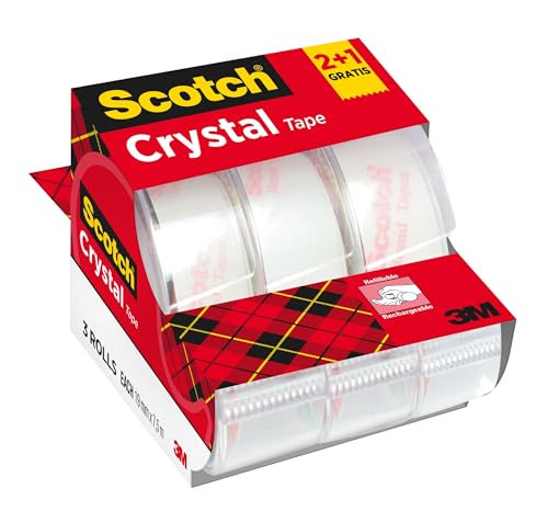 Scotch 6-1975C - Paquete de 3 Cintas Crystal, 19 mm x 7.5 m