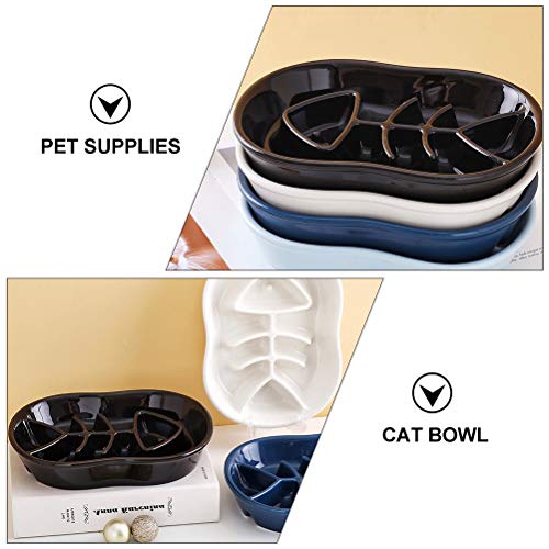 TEHAUX Tigela lenta para alimentação de gatos Tigela de cerâmica para evitar asfixia de animais de e