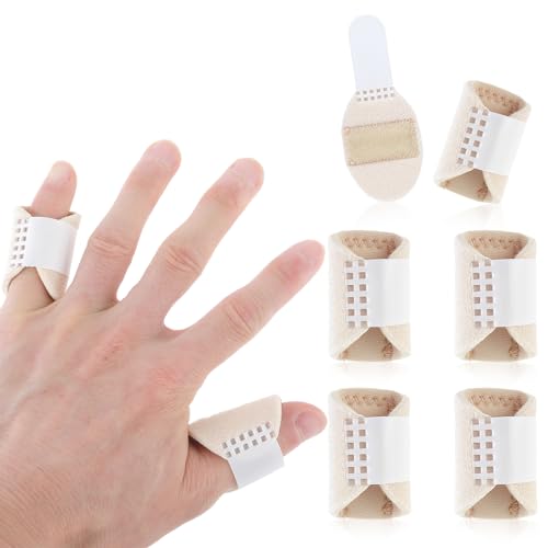 DIVINA VITAE Trigger Finger Splints, 5PCS Thumb Finger Brace for Trigger Finger Knuckle Immobilization Pain Relief Finger Support Fits Index Middle Ring Pinky Fingers(Skin Color)