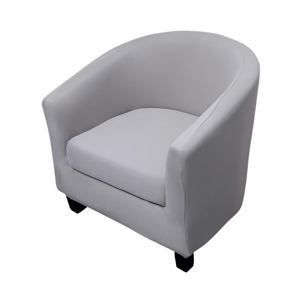 Xiao Ren Stretch Tub Chair Slipcover 2 Pieces Club Sofa Cover for Armchair, Dust Proof Removable Washable Furniture Protector Cover Couch Covers for Cafe Living Room(Light Gray)