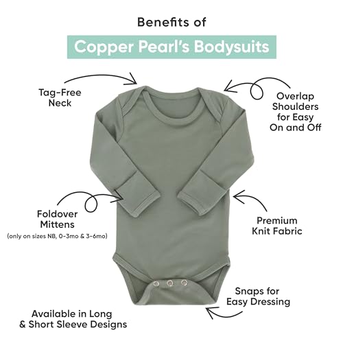 Copper Pearl Short Sleeve Bodysuit Baby: Ultra Soft Bodysuits for Newborns, Boys, Girls, and Infants - Stylish, Comfortable, Overlap Shoulders, Premium Knit Fabric - Dottie, 0-3 Months2