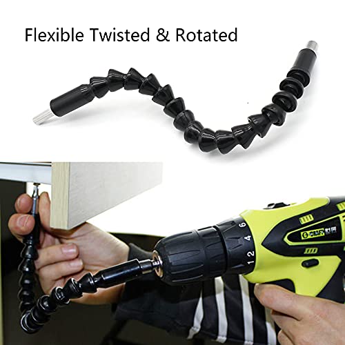 Jamiikury Silver 105 Degree Right Angle Drill Bit Holder, 1/4" Hex Shank Driver Angle Extension And Flexible Angle Extension Bit Kit For Screwdriver & Drill #TOP2