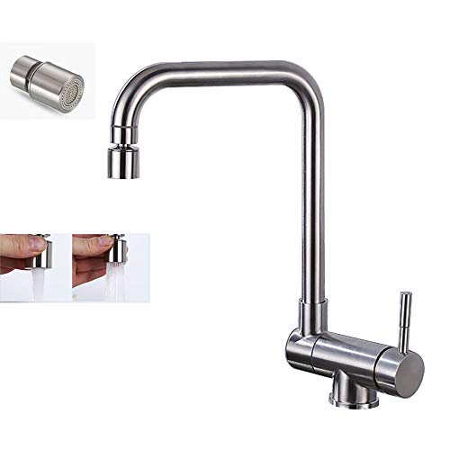 Mitigeur de cuisine pivotant 360 en inox 304 pour évier moderne eau chaude et froide