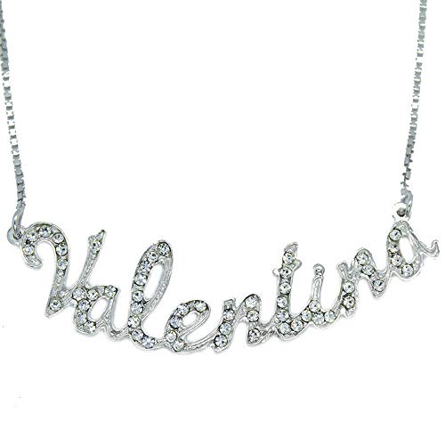 Collier prénom Valentina argent 925 : le cadeau idéal avec ses pierres blanches