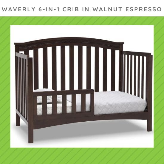 Image of Toddler Bed Safety Guard Rail Compatible with Delta Children Convertible Cribs - Solid Wood Rail for Convertible Crib to Toddler Bed Conversion - Safety Guard Rail (Walnut Espresso - 1324, #0094)