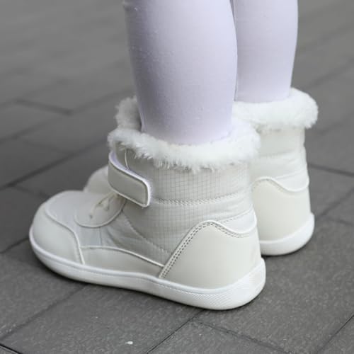 Little Kid Lined Plush Sport Shoes Boys Girls Wide Winter High Top Sneakers Faux F𝐮r Ankle Boots Warm Walking Shoes 7