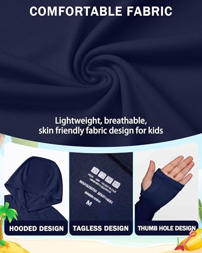Image of Boys Rash Guard Swim Hoodie, Kids Long Sleeve Sun Fishing Shirts
