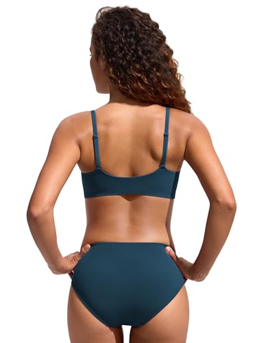 Image of CRZ YOGA D-DD Scoop Neck Bikini Tops | Removable Pads, Adjustable Spaghetti Straps, Swim, Bathing Suit Bra for Women