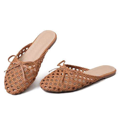 Image of Women's Mesh Mules Breathable Slip-On Net Flats Lightweight Mesh Ballet Flats for Women for Casual Or Indoor Wear