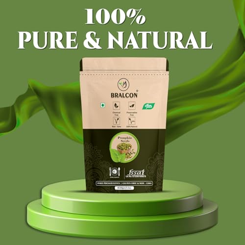 Image of BRALCON Organic Pumpkin Seeds - 100g | Raw Unroasted Pumpkin Seeds for Eating | Protein and Fiber Rich Superfood | Rich in Omega-3 fatty acids