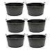 Pack de 6 capazos de plástico Flexible, de Color Negro, de 43 x 21,5 cm con Capacidad de 30 litros, con Asas, Ideal para Trabajo de Vendimia, Agricultura… Cubo de plástico (6uds / 30 litros Negro)