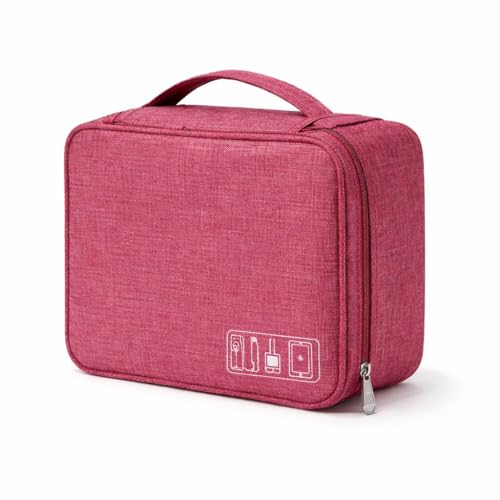 Tubarão Stores Bolsa Organizadora Estojo Para Cabos E Acessórios Eletrônicos Necessaire Portátil Organize seus Cabos, Fones e Carregador - ROSA (ROSA)