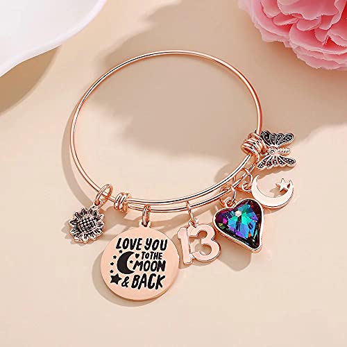 Image of Ursteel Birthday Gifts for Women Girls Bracelet, Birthday Charm Bracelets 10th 20th 30th 40th 50th 60th 70th 80th 90th Birthday Gift for Daughter, Sister, Friend, Teen Girls, Mom, Grandma