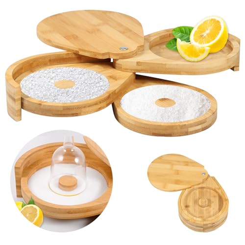 Bamboo Margarita Salt Rimmer Set 3 Tiers Bar Glass Rimmer Cocktail Salt Rimmer with Lid and Sponge Salt and Sugar Rimmer Bartender Tool for Bar House Party Mary Manhattan Drinks(21 * 17 * 6.5C,1PCS)