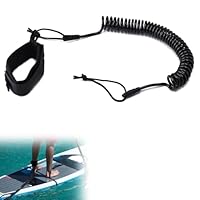 10 Füße Surf Leash,Leash,Sup Zubehör,Stand Up Paddle Zubehör,Sup Kajak Sicherheitsleine,Coiled Fußschlaufe Einziehbares Für Surfboarding, Rafting, Bootfahren, Angeln Et Al.(Aus 5mm TPU-Seil Schwarz)
