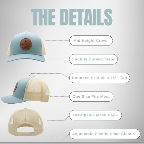 Image of LINDO Trucker Hat [ GO Outdoors Design ] for Men and Women: Mid Profile Cap with Breathable Mesh Back and Adjustable Snap