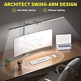 CHICLEW LED Desk Lamp for Home Office, 24W Swing Arm Double-Head Table Lamps, 3 Colors Lighting & Stepless Dimming Architect Reading Desk Light, Adjustable Eye-Caring Clamp Light for Study Work - Image 6