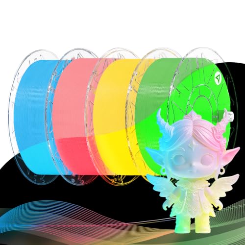 Image of Creality 3D Printer Luminous RFID Filament, Hyper RFID PLA Filament 1.75mm for 3D Printing, Glow in The Dark Filament, Bright Long-Lastin, 1KG(2.2 lbs) Spool (Pink+Blue+Yellow+Green)