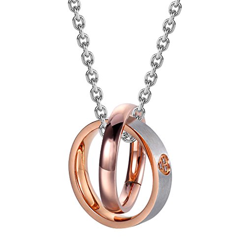 Image of Urban Jewelry His & Hers Couples Engraved Double Ring Pendant Necklace