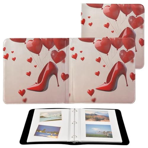Álbum de fotos autoadhesivo bricolaje scrapbook álbum Día de San Valentín globo corazón zapato de tacón alto 3 anillos carpeta álbum de fotos 40 páginas 8x10 para recuerdos miniatura 2