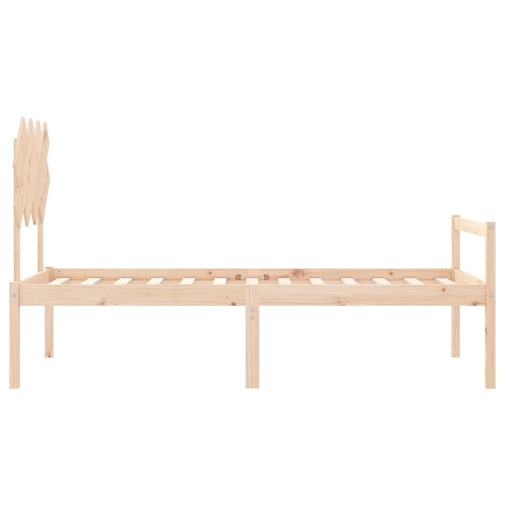 Massives Kiefernholz Seniorengerecht 45 cm Sitzhöhe Bettschublade Braun 90 | Seniorenbett mit Kopfteil Massivholz 90x190cm Kiefernholz Bettgestell mit Lattenrost Hohe Sitzhoehe 45cm Stabil Stauraum