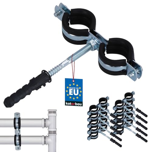 KOTARBAU® 10 uds. Abrazaderas Metalicas para Tubos   Acero Galvanizado y Goma   3/4