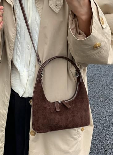 Crescent Crossbody Bag Women’s Suede & PU Leather Adjustable Shoulder Bag 2025 Retro Chic Handbag for All Seasons3