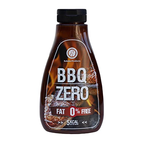 Rabeko Zero Sauce -American BBQ, 1 x 425ml ohne Zucker & wenig Fett - gesunde Low Carb Produkte kalorienreduziert fettreduziert für Salat, Pommes Frites, Burger, Grill - Gluten und Laktosefrei