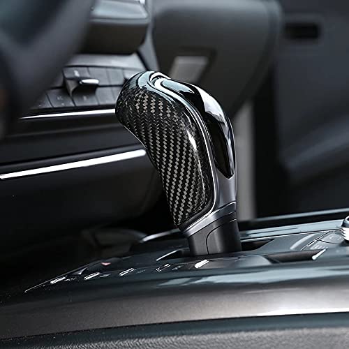 jalite Black Red Color Real Carbon Fiber Center Console Gear Lever Head Decoration Sticker Shift Knob Cover Trim for Maserati Levante Ghibli Quattroporte 2013-2018 (Black)