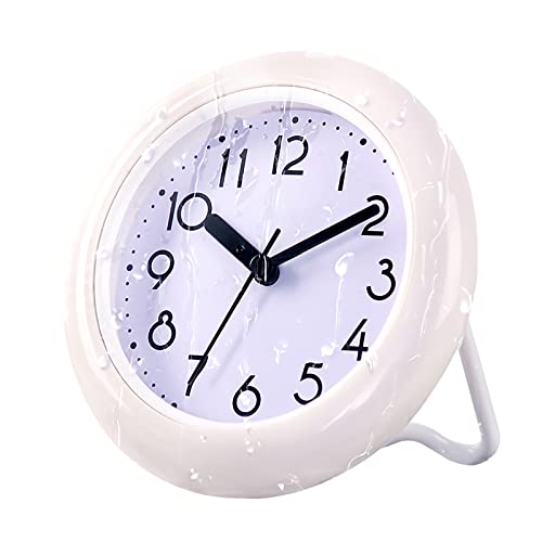 Reloj de pared de baño impermeable con azulejos de vidrio Ventana de succión Espejo de baño Reloj de baño Blanco Cover