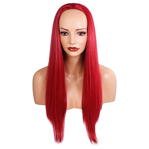 Ladies 3/4 Half Wig - Pillar Red - Straight - 22in / 56cm - 250g - Heat Resistant Synthetic Hair Piece Cover