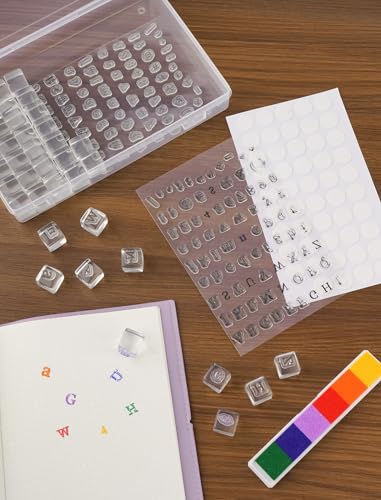 NiArt 40 Pcs Acrylic Stamp Blocks Set with Letters, Symbols, Color Ink Pad & Glue, Clear Stamping Kit for Card Making, Scrapbooking, Journaling, Decorative DIY Essential Stamping Tool