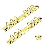 Gold A6 0.8' Diameter Metal Round 6 Rings Binder Mechanism Replacement Kit, 2 Packs Comb Binding...
