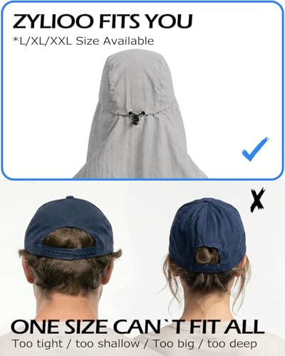 Image of Zylioo XXL Sun Hat for Big Heads, Neck Flap Fishing Cap | Roomier Outdoor Fit-Rear drape and soft crown give fuller head shapes cooler coverage on bright days.