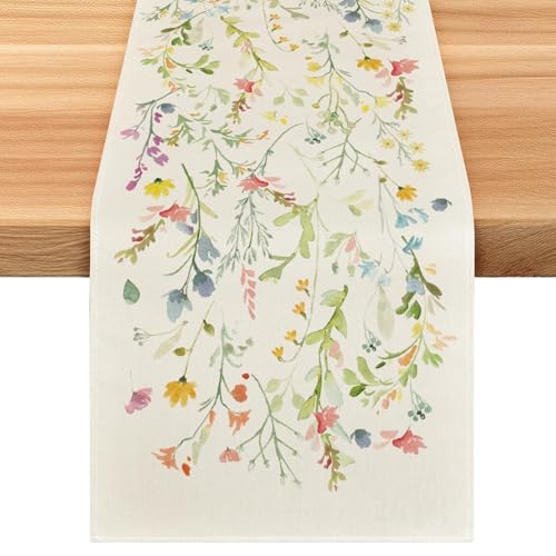 Frühling Blumen Tischläufer, Tischläufer Ostern Frühlings Deko, Frühlingstischdecke Läufer, Tischdecke Frühling für Osterns, Frühlin Party 33x183 cm (B)