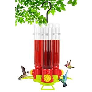FEED GARDEN Small Hummingbird Feeders for Outdoors Hanging, 12oz (4oz Each) Mini Humming Birds Feeders with Bee Guards, Plastic Hummingbird Feeder,3 Feeding Ports, The Cleaning Brush, Easy to Clean