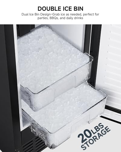 Image of EUHOMY Under Counter Nugget Ice Maker Machine, 70Lbs /Day, Bulit-in Freestanding Ice Maker with Double Ice Baskets, Self-Cleaning & 24H Timer Ice Machine, for Home Use(Black)