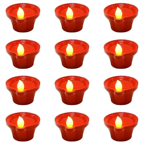 perpetual Water Sensor Diya for Home Decoration - 6 Pcs Electric Flameless & Smokeless LED Diya Lights, Candle for Home Decor, Diwali Festivals Decoration,Christmas,New Year, Festive(AMG)
